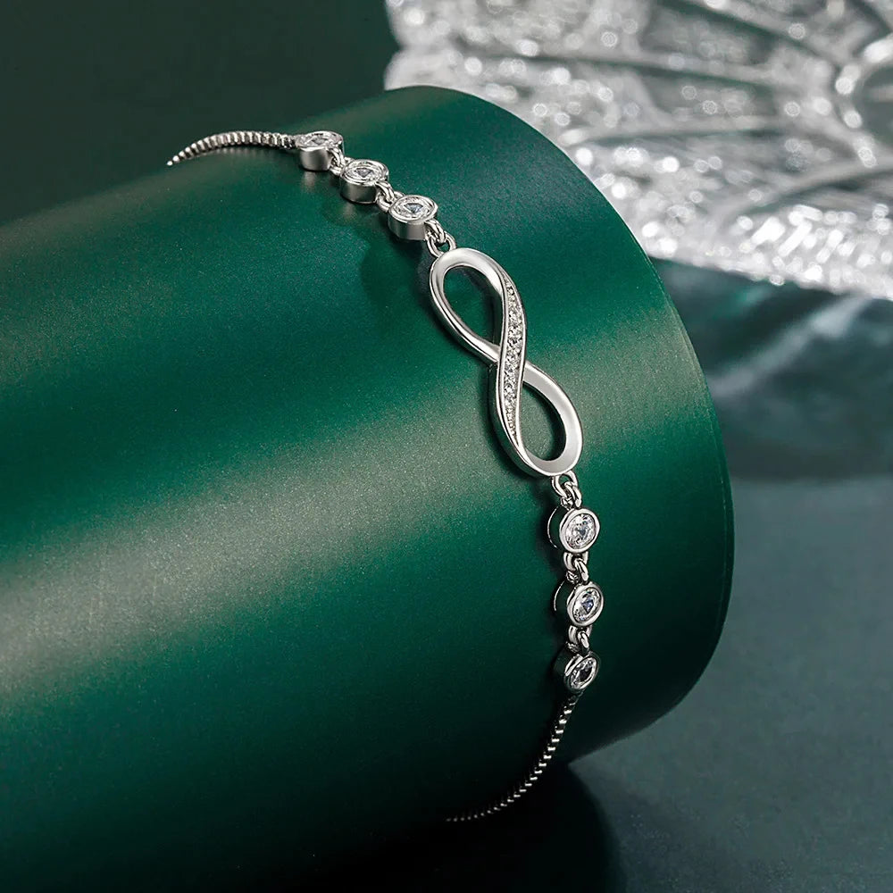 Pulseira Infinita Ajustável - Prata 925