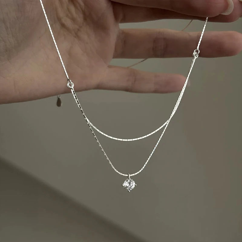 Colar Duplo Ponto de Luz - Prata 925