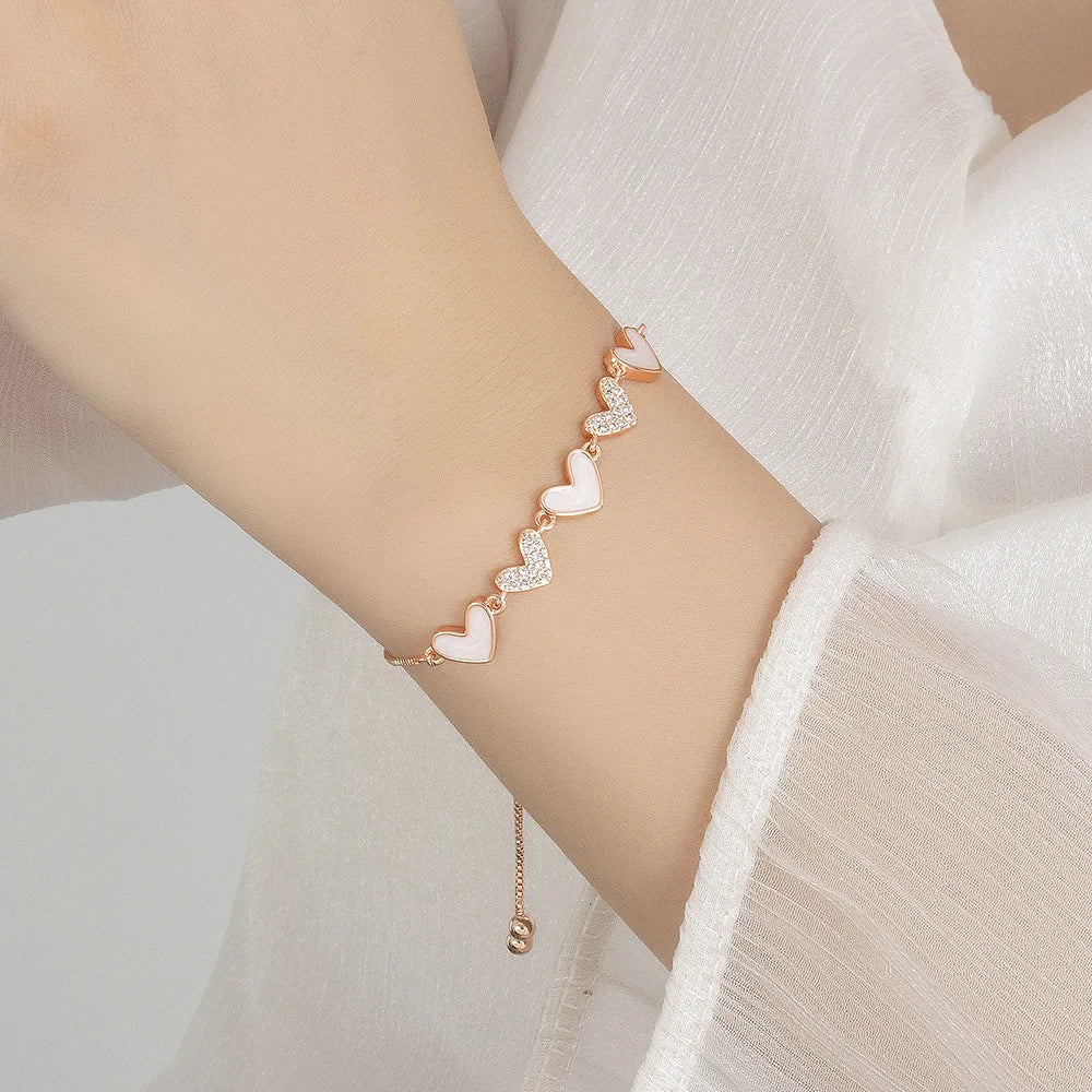 Pulseira Corações Ajustável- Prata 925