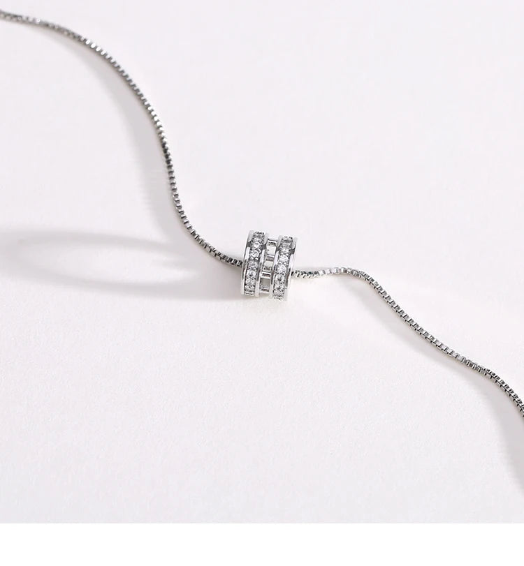 Colar Cilindro Cravejado - Prata 925