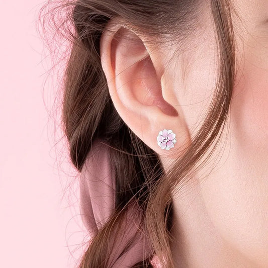 Brinco 5 Pétalas Rosa - Prata 925