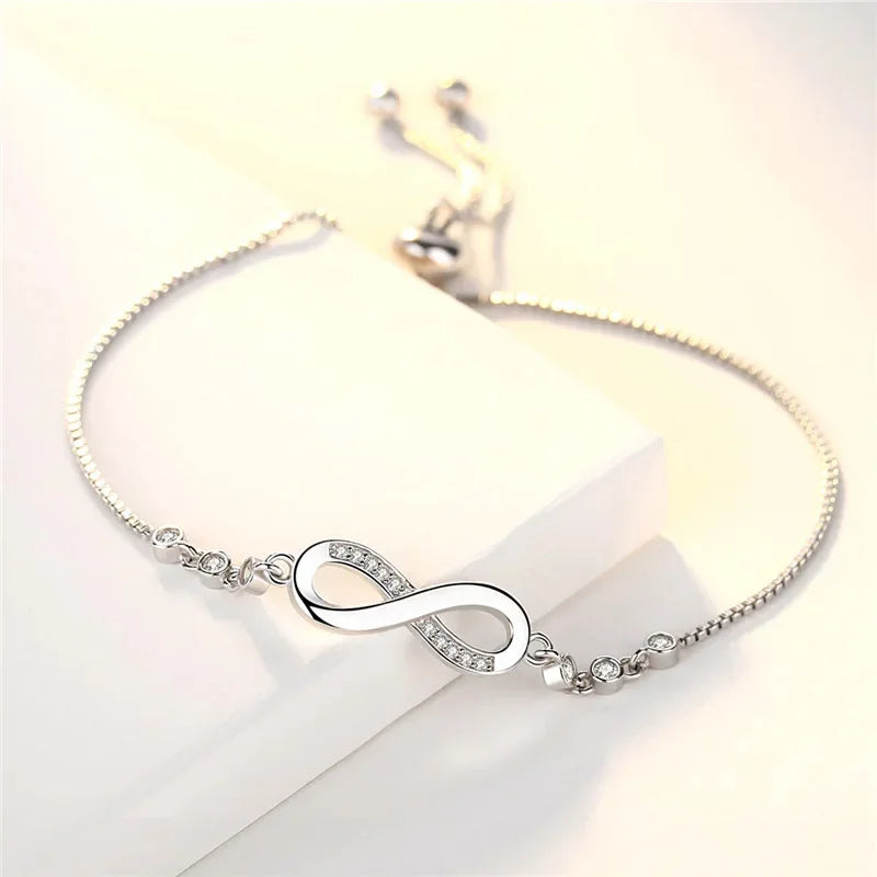 Pulseira Infinita Ajustável - Prata 925