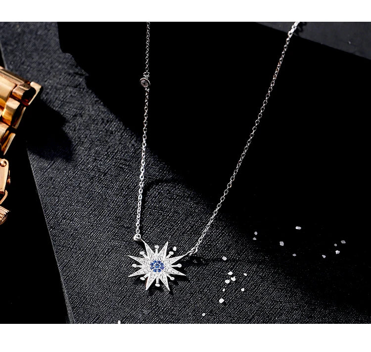 Colar Sol Cravejada - Prata 925