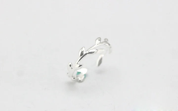 Anel Folhas Lisas Regulável - Prata 925