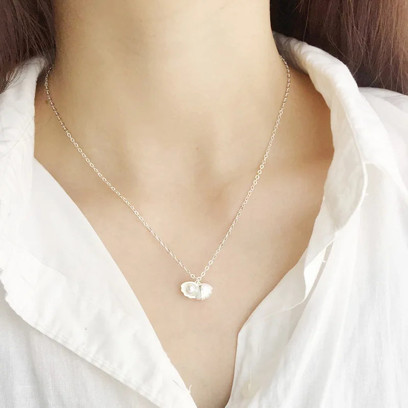 Colar Concha Pérola  - Prata 925