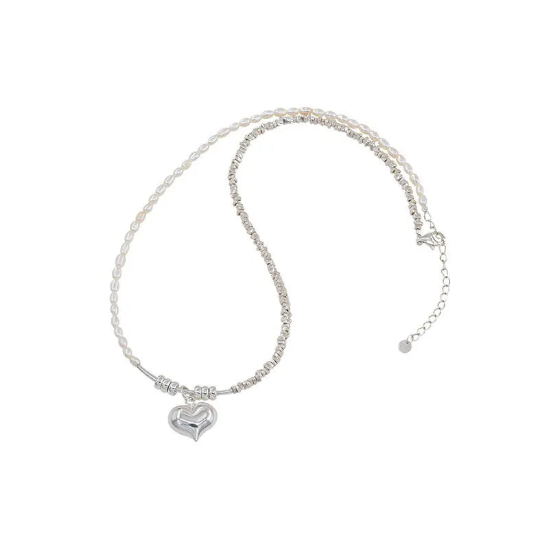 Colar Coração Liso ponta fina - Prata 925