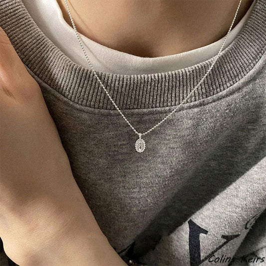 Colar Mini Ponto de Luz Oval - Prata 925