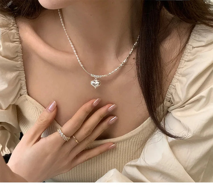 Colar Coração Liso ponta fina - Prata 925