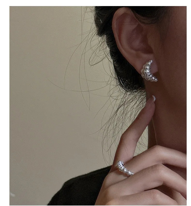 Brinco Pãozinho Croissants - Prata 925