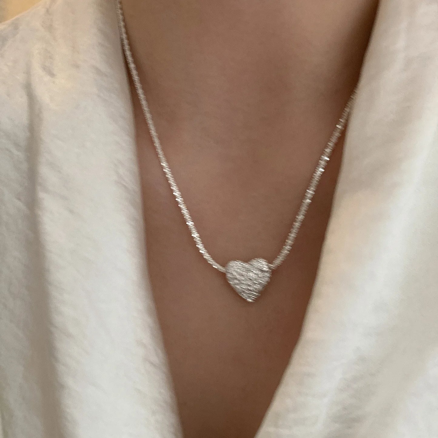 Colar Coração Detalhado - Prata 925