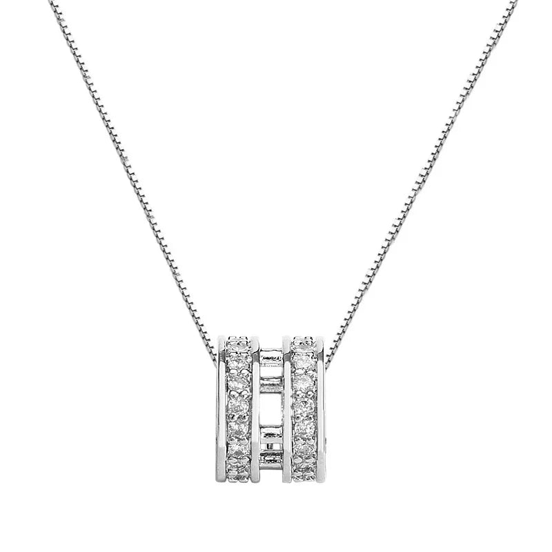 Colar Cilindro Cravejado - Prata 925