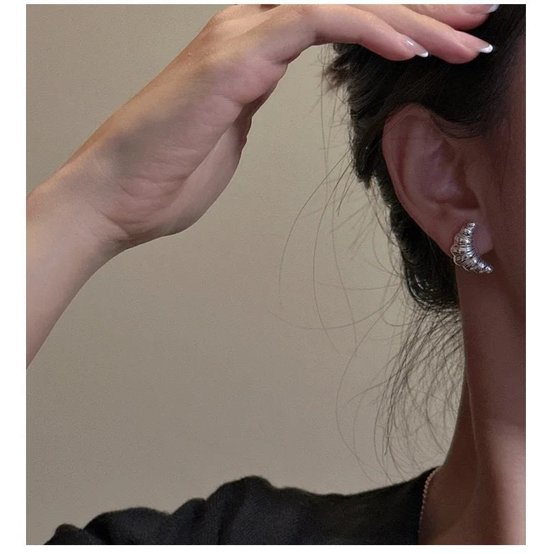 Brinco Pãozinho Croissants - Prata 925