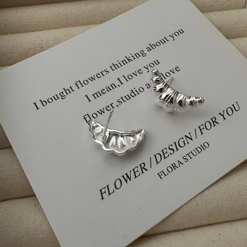 Brinco Pãozinho Croissants - Prata 925