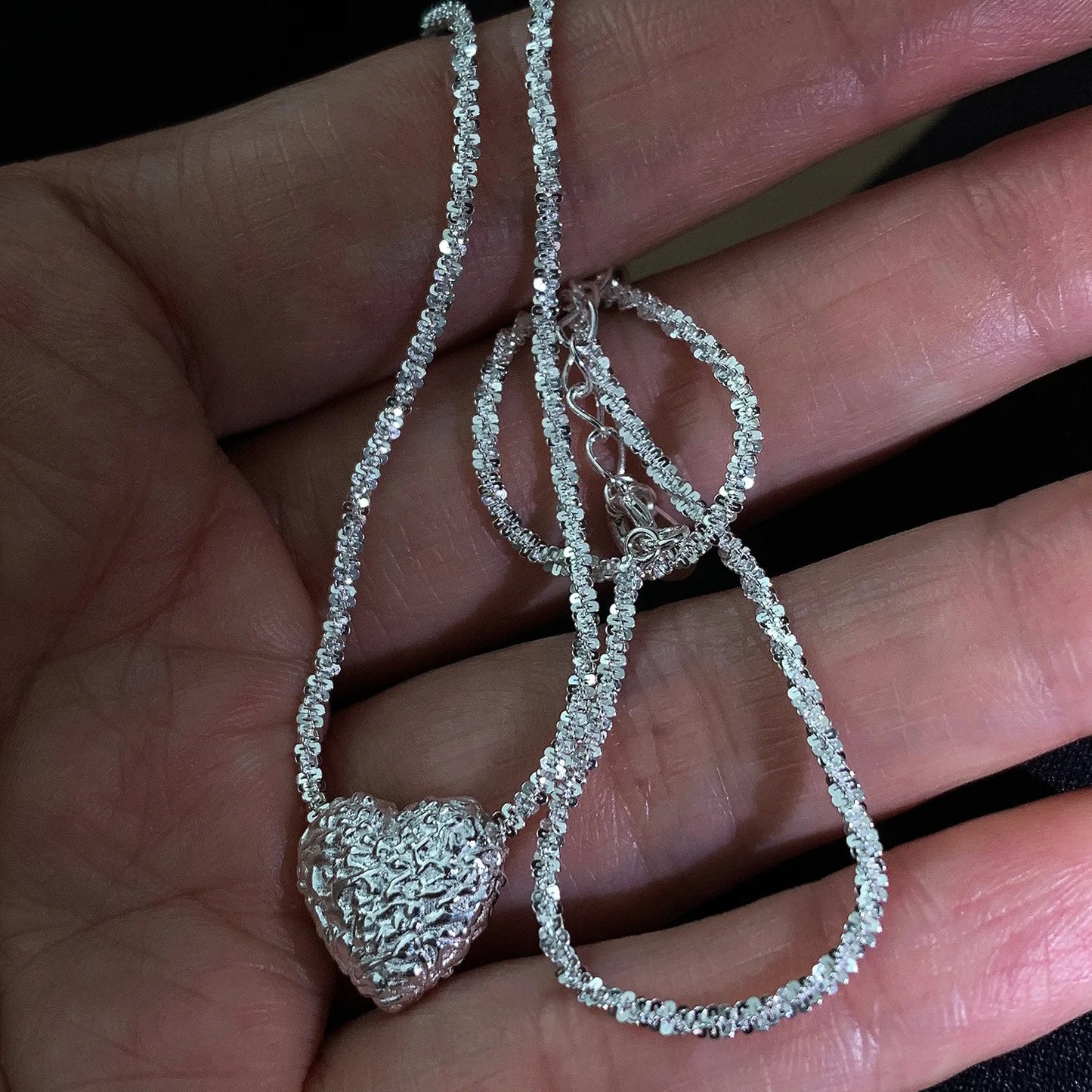 Colar Coração Detalhado - Prata 925