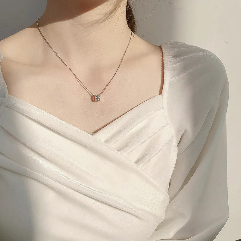 Colar Cilindro Cravejado - Prata 925