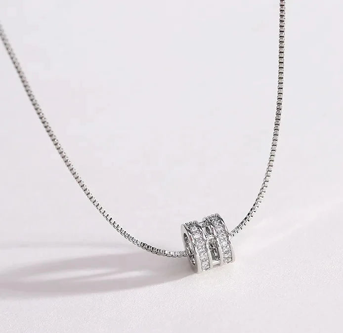 Colar Cilindro Cravejado - Prata 925