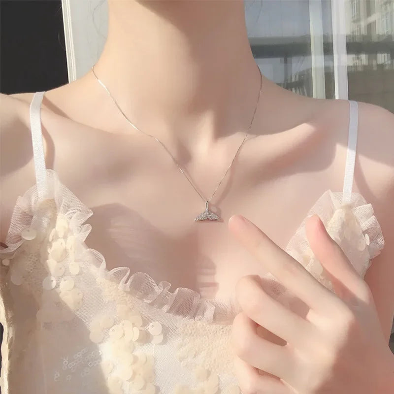 Colar Cauda de Sereia Cravejada - Prata 925