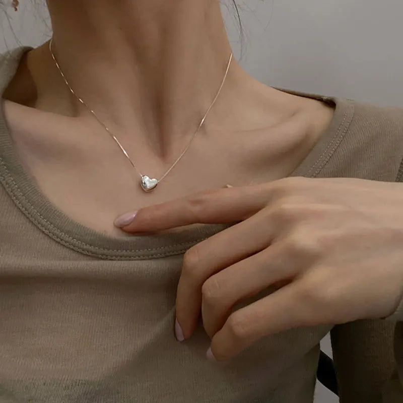 Colar Coração Liso - Prata 925